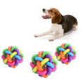 Chew Toy Ball Bell Colorful woven design ball