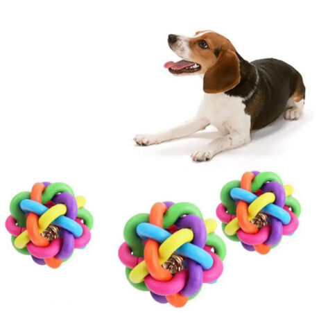 Chew Toy Ball Bell Colorful woven design ball